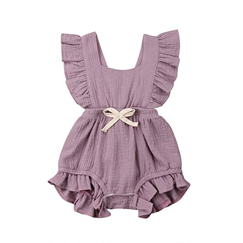 Carolilly Pagliaccetto Neonata Estivo Bimba Body Neonato Manica Corta Tutina Neonato Cotone Tinta Unita(da 0 a 24 Mesi)