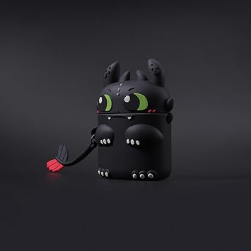 3D Cartoon Silicone Case for Airpods 1, Cute Night Demon Design, Kawaii Design, Waterproof, Shockproof for Airpod Charging Case Protective Case with Keyring (Black)
