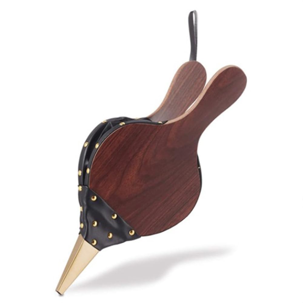 Roysmart Gold-Coloured Decorative Nails, Wooden Fireplace & Grill Bellows, 43 x 19 cm, brown