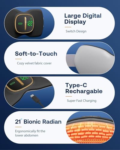 Image of KOT Thermal Pads for Cramps, Period Cramp Massager, Wireless Portable Heating Pad with 3 Heat Levels & 3 Massage Modes, Heating (BUTTERFLY-HT-PAD-BLACK)