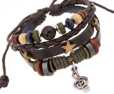 Preisvergleich Produktbild Familienkalender Lederarmband Musiknote Musik modisch stylisch elegant und schick