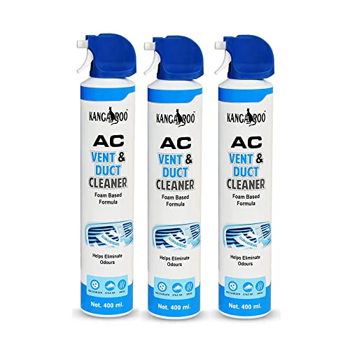 Kangaroo® Car AC Vent & Duct Cleaner Odor Neutralizer Spray Form with Long Nosal Pipe for Effective Cleaning 400 ml - Pack of 3