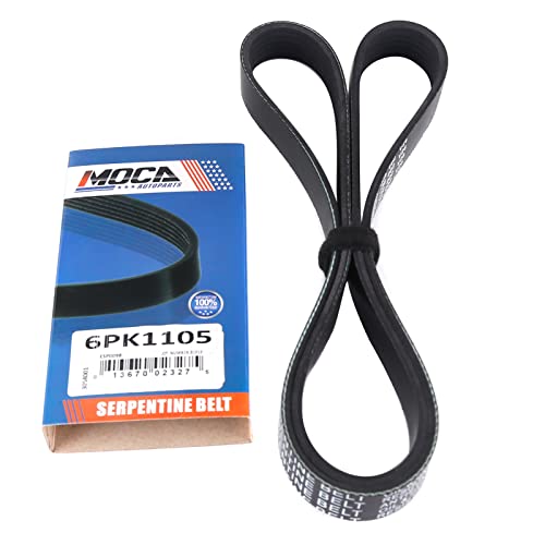 Image of MOCA 6PK1105 EPDM Serpentine Belt Fits for 08-13 for BMW M3 4.0L & 98-02 Accord 2.3L & 00-01 for Infiniti I30 3.0L & 00-01 for Nissan Maxima 3.0L