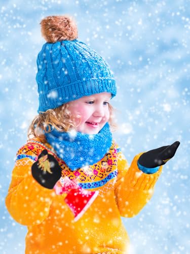 Image of Geyoga 3 Pairs Kids Mittens Winter Stretchy Knit Gloves Winter Dinosaur Full Finger Toddler Mittens for Boys Girls