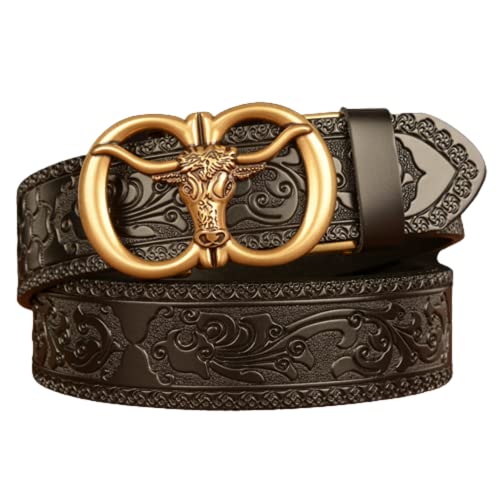 Ceinture automatique en cuir gaufré et boucle gravée éléphant 3D prestige
