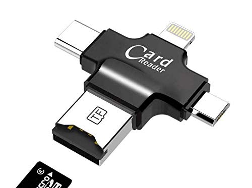 4-in-1 USB 3.1 Type C, Micro USB B, Lighting Port OTG TF SD Micro-SD Card Reader Compatible for Android ipad iPhone 7 Plus 6s 5s MacBook (Black)-image-25