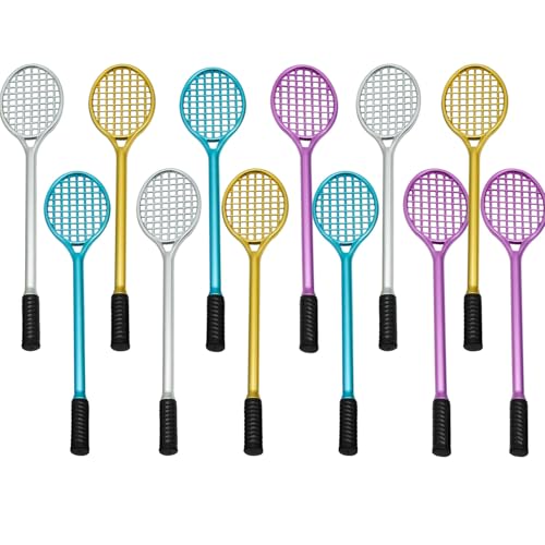 Set de 12 bolígrafos gel diseño raqueta de tenis miniatura 1