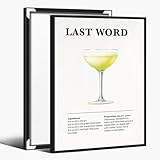 Cocktail Canvas Wall Art Prints Last Word Cocktail Poster Vintage Gin Chartreuse Maraschino Liqueur Alcohol Drink Pictures Bar Cart Aesthetic Wall Decor for Dining Kitchen 8x12inch black framed