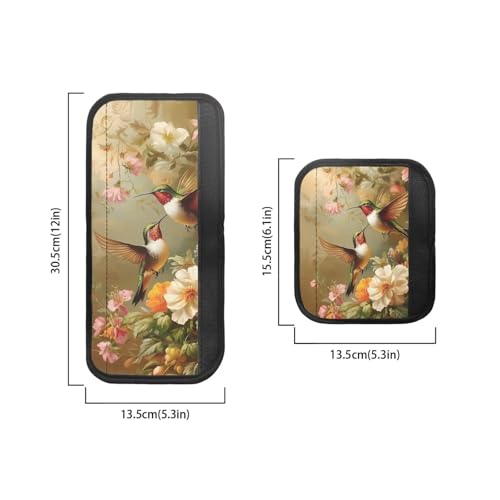 Image of Refrigerator Microwave Door Handle Covers Set of 6 Washable Kitchen Appliance Decor Handles Decorative Microwave Dishwasher Door Cloth Protector, Hummingbird Vintage Floral