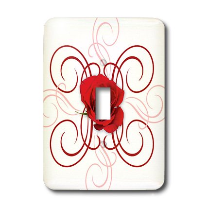 Cubierta de interruptor de luz con diseño de rosas rojas acabado premium