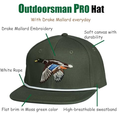 Image of EDTREK Performance Outdoorsman Snapback Truck Hat with Flat Brim - Unique Animal Embroidery