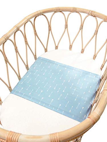 Housse en soie 25 Momme luxe pour bassinet bébé flèches bleu ciel