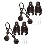 NUOBESTY Kit 4 Pezzi Fermo Cordino Nero per Tende Rullo Esterno, in Plastico e Gomma, Facile da Installare e Antivento, Accessori per Bastone Inferiore Tende