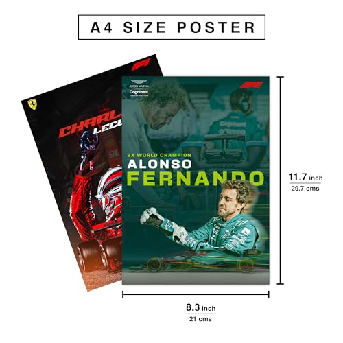 Image of CodersParadise Pack of 6 - F1 Formula One Aesthetic Wall Posters 8x12 inch A4 Size Included Glue dots Wall Decor Posters Wall Art For Bedroom, Living room, Office