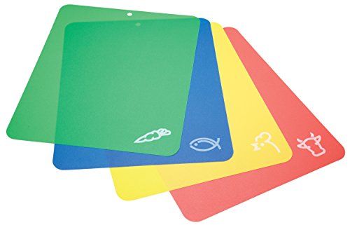 KitchenCraft Juego de 4 Tablas de Cortar de Cocina Flexibles de Plástico Multicolor No Tóxico, 38...