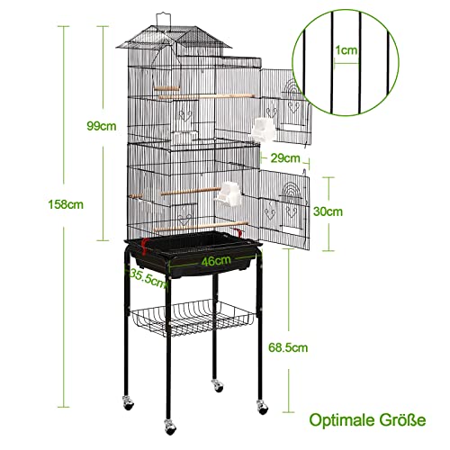 JOIEYOU Voliera per uccelli in metallo, grande