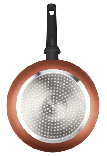ALZA Calder - Sarten Naranja de 28cm, Aluminio Prensado, Base Sándwich Tricapa, Todo Tipo de Cocinas, Inducción, Apta Lavavajillas, Antiadherente
