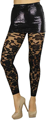 Image of ToBeInStyle Women's Sheer Floral Lace Full Length Leggings