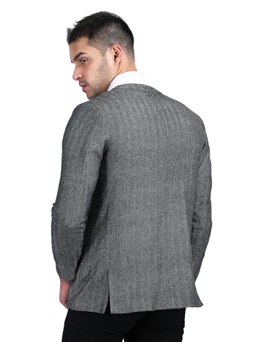 Image of AOL Men's Winter Tweed Woollen Jacket /Coat| Herringbone Pattern|Fully Lined with Inner Pocket| Mandarin Collar| Bandhgala /Jodhpuri /Nehru for Festive, Casual & Formal wear