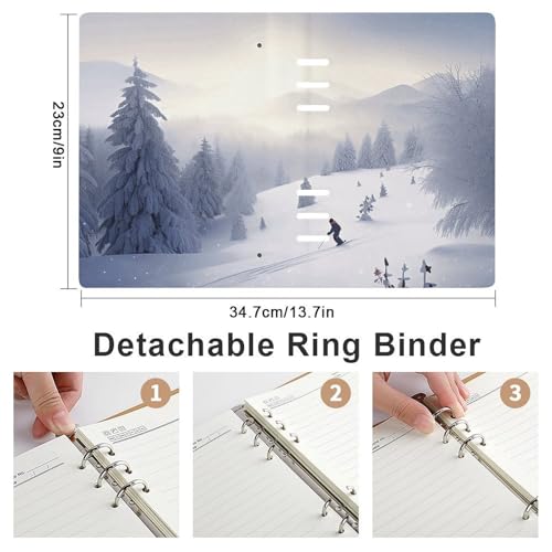 Cuaderno A5 de hojas sueltas Winter Skiing recargable con cubierta duradera 2