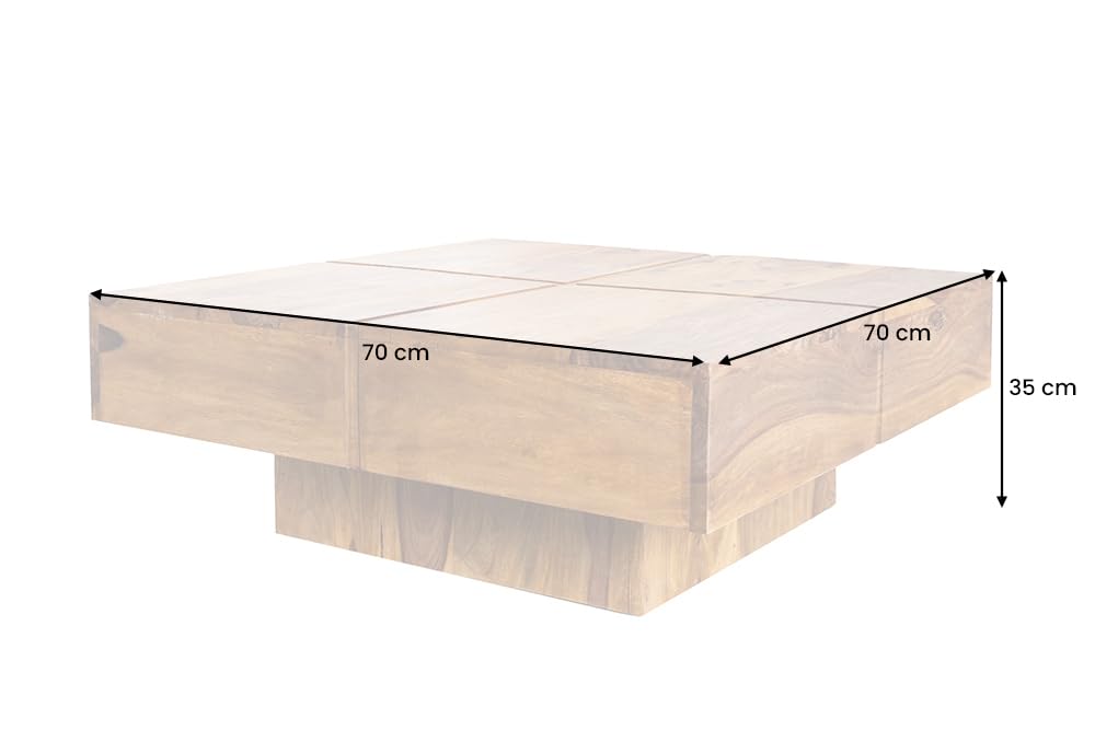 Riess Ambiente Couchtisch Bolt 70cm - Natur - Sheeshamholz | Massiv, hochwertig, individuelle Maserung, natürliche Optik, Beistelltisch, Holzmaserung, Unikat