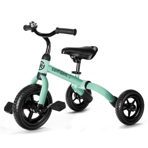 Ancaixin 3 in 1 Toddler Tricycles for 2-5 Years Old Boys and Girls with Detachable Pedal and Bell, Foldable Baby Balance Bike Riding Toys for 2+ Kids, Child Birthday Christmas New Year Gift Green -  ACX-LM80-MG