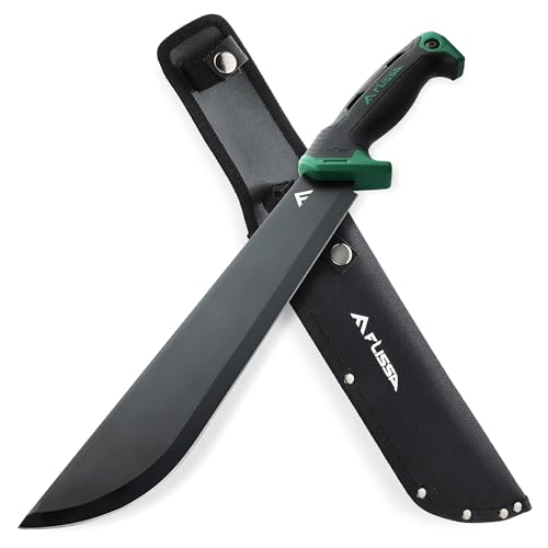 FLISSA 11'' Machete for Yard Work, Ergonomic Air Tech Handle and Lightweight Sheath, Stainless Steel Machete Knife for Gardening, Bushcraft, Hunting