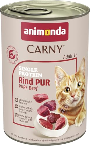animonda Carny Katzen Nassfutter Single Protein Rind Pur (6 x 400g), Katzenfutter nass mit nur einer Proteinquelle, Futter für ausgewachsene Katzen mit Rindfleisch