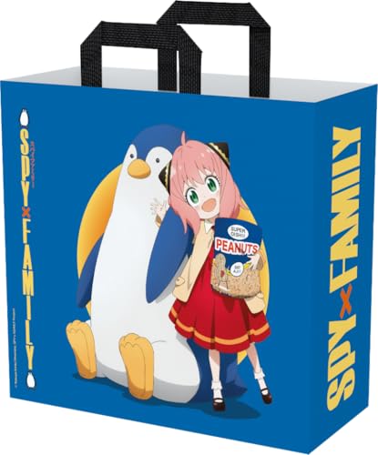 Konix bolsa de compras Spy x Family – tamaño 40 x 45 x 20 cm – material reciclado – diseño de Anya y Fluffy Puffy – color azul