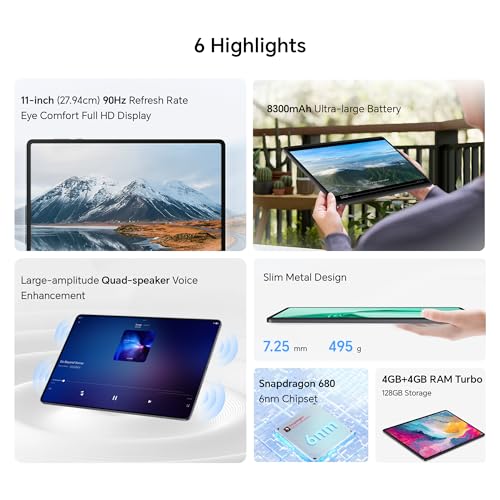 HONOR-Pad-X8a-with-Free-Flip-Cover-2794cm-11-inch-Wi-Fi-Tablet-4GB-RAM-128-GB-ROM-Expandable-Up-to-1TB-FHD-Display-90Hz-Refresh-Rate-8300mAh-Battery-Quad-Speakers-Snapdragon-680-Android-14