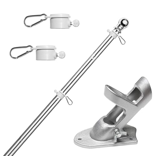 Flag Pole Kit 6 FT,Flag Pole with Bracket,Heavy Stainless Steel Garden Flagpole, Home,Commercial,Outdoor Wall Mounted Flagpole,House Flag Poles for Porch (6 FT, Silver)