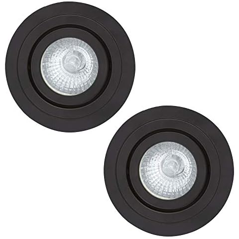IP65 Rated Tiltable Circular Recessed Spotlight Downlighter Litecraft (Matte Black, Pack of 2) Cover
