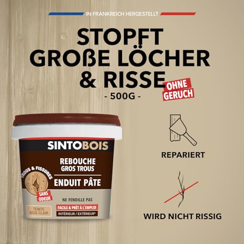 SINTO Holzfüller für große Löcher und Risse hell 500 g – Ansicht 2