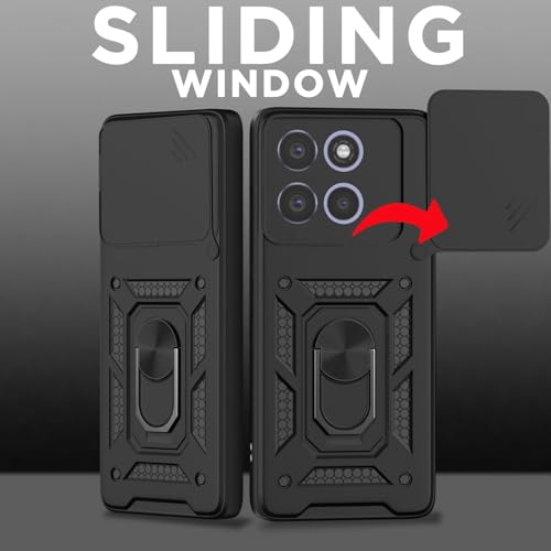 Image of Luxe Back Cover for Motorola G86 Power | D10 Tough Armor Case | Sliding Camera Shield | 360 Protection | Kickstand Ring Holder | Military-Grade Bumper Case