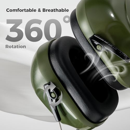 Image of ProCase NRR 28dB Noise Reduction Ear Muffs, Foldable Adjustable Passive Noise Cancelling Headphones for Adults Kids Autism, Hearing Protection for Shooting, Construction, Mowing, Studying -Armygreen