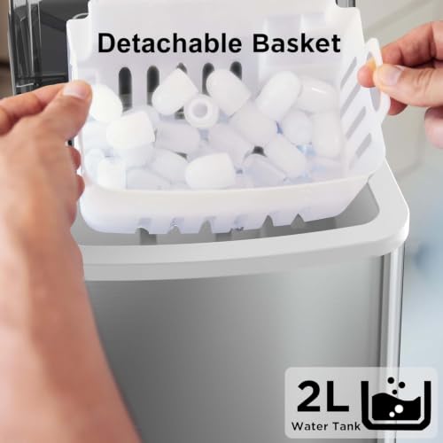 Image of Silonn Ice Makers Countertop, 9 Cubes in 6 Mins, 26 Lbs in 24 Hrs, 2 Sizes of Bullet Ice, Self-Cleaning Countertop Ice Maker with Scoop & Basket for Home, Kitchen, Office, Bar, Party