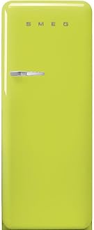 FAB28 50's Retro Style Aesthetic Top Freezer Refrigerator with 9.93 Cu Total Capacity, Multiflow Cooling System, Adjustable Glass Shelves 24-Inches, Lime Green Right Hand Hinge Made In Italy