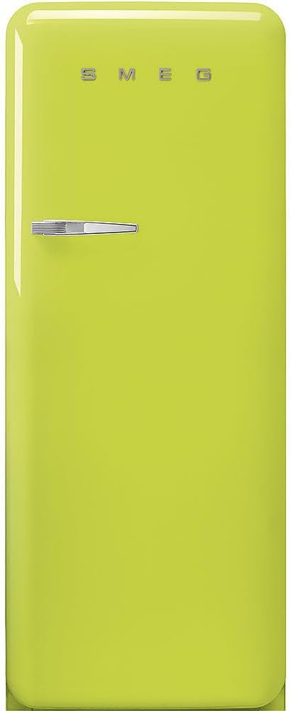 FAB28 50's Retro Style Aesthetic Top Freezer Refrigerator with 9.93 Cu Total Capacity, Multiflow Cooling System, Adjustable Glass Shelves 24-Inches, Lime Green Right Hand Hinge Made In Italy