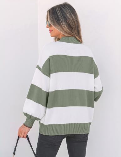 Image of ZESICA Women's 2026 Fall Striped Pullover Sweaters Tops Fashion Outfits