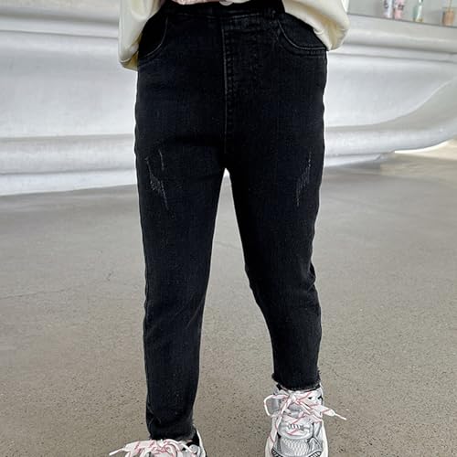 Girl's Y2K Heart Embroidery Elastic High Waist Jeans Denim Trousers Trendy Y2K Cute Graphic Jean Pants with Pockets3