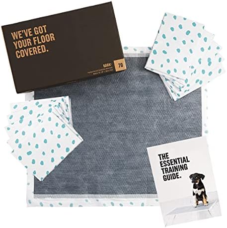 Barkbox Odorless Puppy Pads | 70 Count | Quick Dry, Ultra Absorbent Activated Charcoal Dog Pee Pads, Pet Training Accessories for Housebreaking, Pheromone Attractant | Charcoal | Large