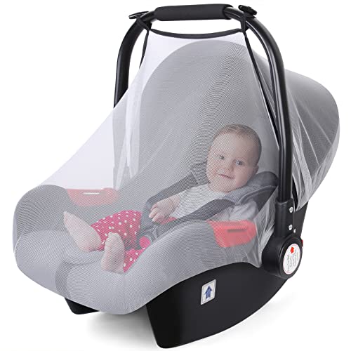 Image of Mosquito Net for Baby Car Seat Stroller, Mesh Insect Nets Bugs Netting, Breathable Infant Carseat Canopy Carrier Cover, Universal Fit, Portable, Durable (White)