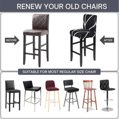 Image of SearchI Bar Stool Covers Set of 4, Stretch Washable Barstool Seat Covers, Counter Height Chair Covers for Kitchen Dining Room Cafe (Dark)