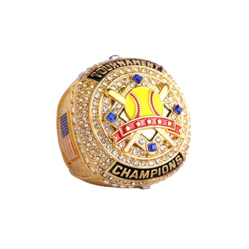 Image of 2 pcs Pack or 12 pcs Pack Softball Championship Trophy Ring Award Gift for Tournament Champion Team palyers Awards Trophy on Side Size 9.5