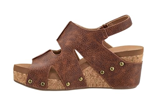 Corkys Footwear Cut It Out 2.5-Inch Heel Wedges with Memory Foam Insoles, Hook & Loop Closure, Unique Cut-Out Design – Stylish & Comfortable Fall Essential