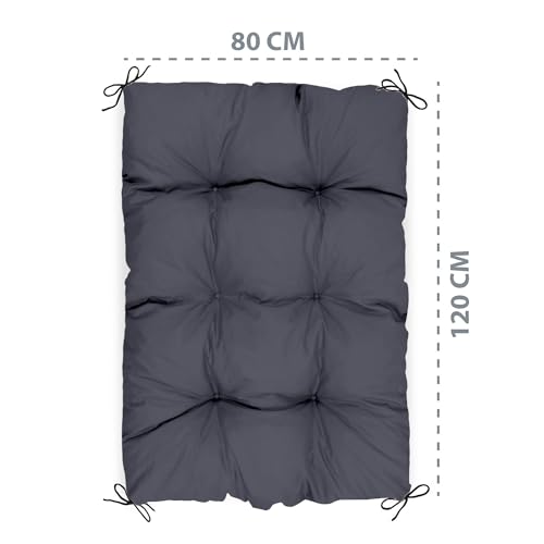 Amazinggirl Palettenkissen Outdoor Kissen Sitzkissen 120x80 cm - Auflagen für Paletten Europaletten Palettensofa und Palettenmöbel Palettenpolster Outdoorkissen Gartenkissen Graphit
