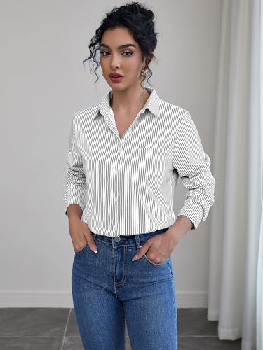 Image of Soft Wrinkle-Free Button Down Stretch Shirts for Women, Breathable Moisture-Wicking Casual Work Dress Tops