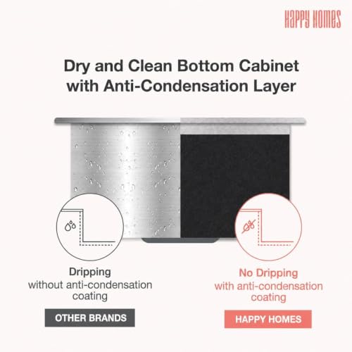 Image of HAPPY HOMES HAPPY HOMES 24x18x10 Inch Kitchen Sink 100% Stamped 304 Grade Stainless Steel with Nanocoated Undercoating, Sound Dampening |Square Coupling and Metal Fruit Basket | 25 Years Warranty