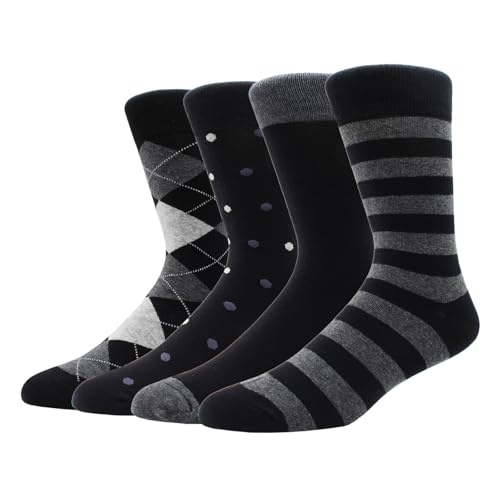 Mens Black Dress Socks 10-13, Work Crew Cotton thick tall wide Calf Long Socks Size 9-12 13-15