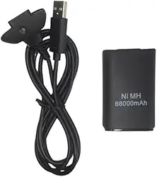 Bateria Para Controle Xbox 360 Com Cabo E Carregador Preto